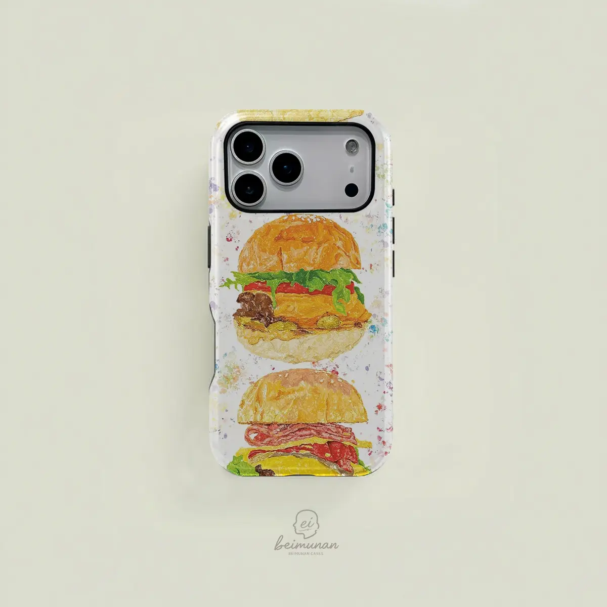 Hamburger Art Phone Case, Durable Shockproof Fashion Cover for iPhone 11-17 Pro Max, Samsung Galaxy S25-S23 Ultra Compatible