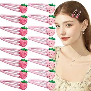 20 PCS Cute Strawberry Pink Hair Clips, Metal Snap Hair Barrettes  Women Hair Accessories  Women Girls Sweet Bangs Clip 2000s Decorative Hair Clips Y2k Accessories