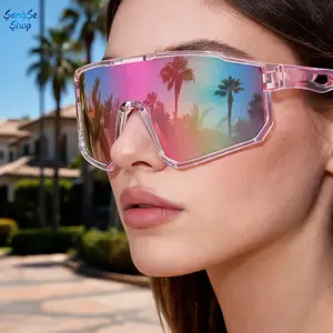 UV400 Tinted Visor Cycling Eyewear - Windproof Wrap-Around Plastic Modern Sports Glasses, Outdoor Active Accessories with Sun Protection for Cycling, Driving
