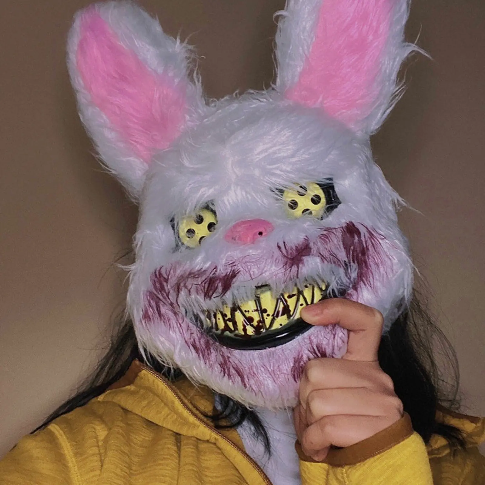 Halloween Plush Bear Rabbit Mask, Soft Stuffed Animal Costume Props, Perfect for Makeup Parties Role-Playing Events