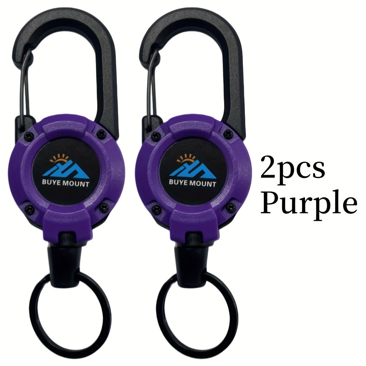 2-Pack Heavy Duty Retractable Keychain Suit with Wire Rope, Lanyard and Climbing Button Carabiner-Perfect for Outdoor Camping, Hiking and Fishing | Multifunctional Tool Badge and ID Card Clip