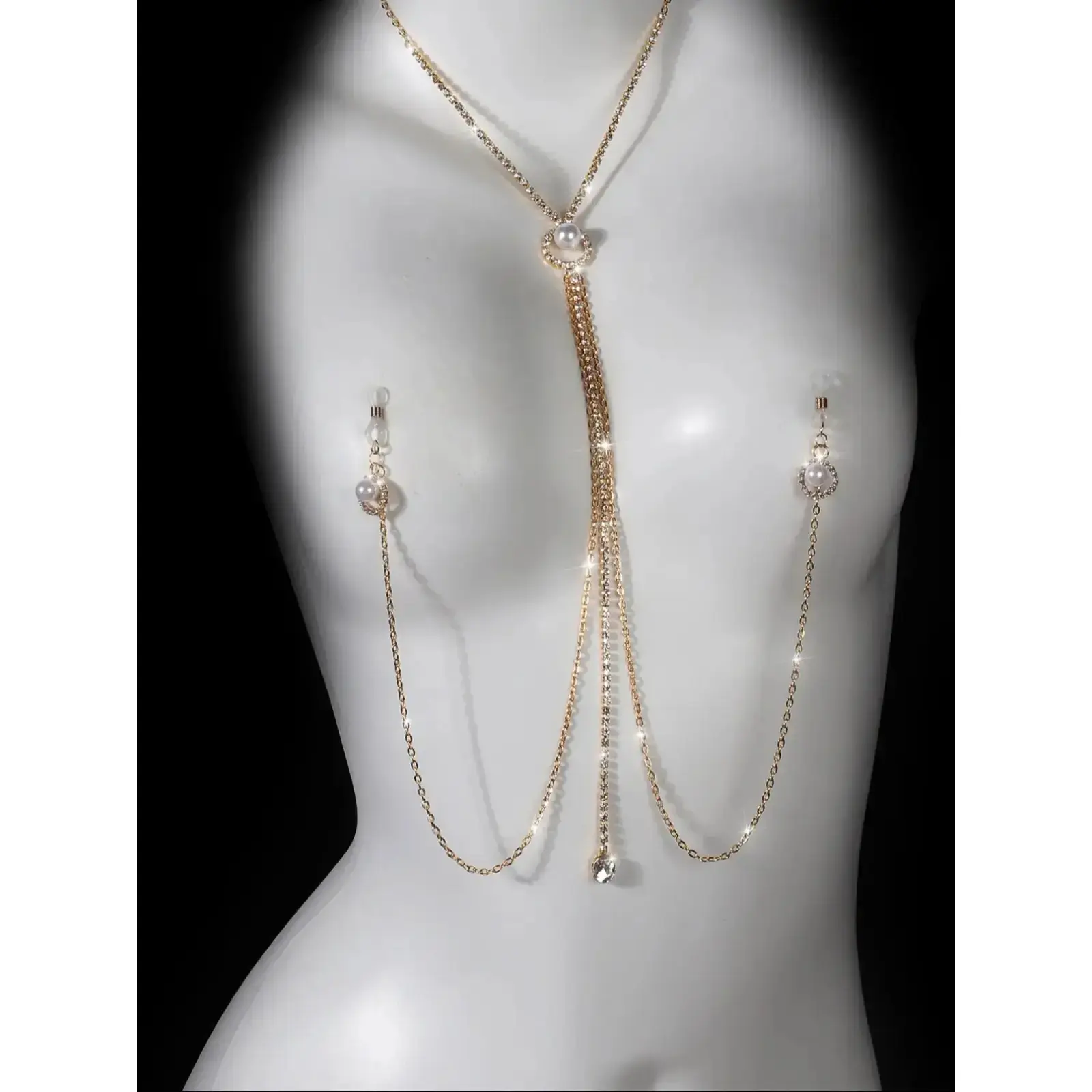 Women’s Pearl Body Chain Jewelry – Sparkling Glamorous Waist & Body Chain Accessory, Trendy Y2K-Inspired Costume Jewelry, Elegant Statement Ornament for Parties, Nightclub Outfits, Stage Performances & Festival Looks