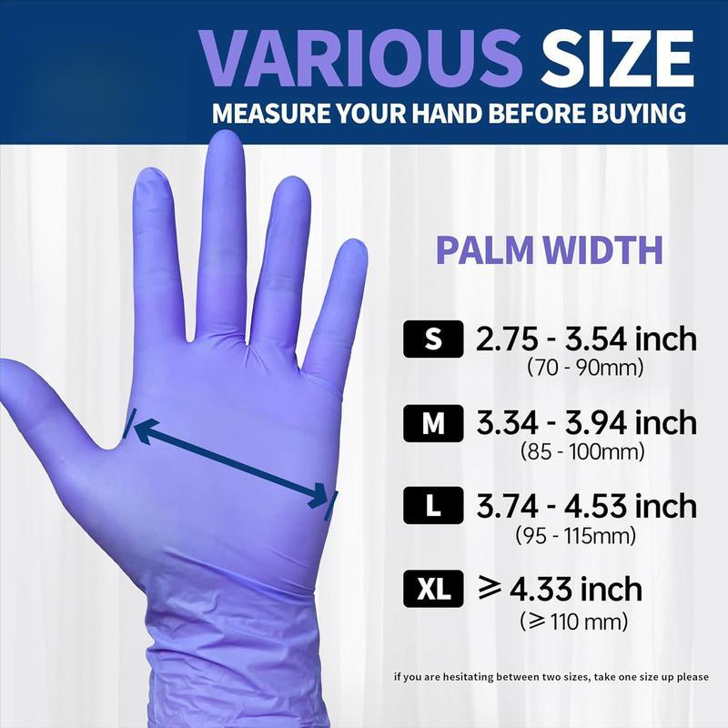 100pcs Ultra-Durable Disposable Nitrile Gloves -Latex-Free, Non-Slip Grip for Kitchen, Tattoos, PET Care & Cleaning - Allergy-Friendly Maxi Gloves beauty salon Comfortable Violet Blue