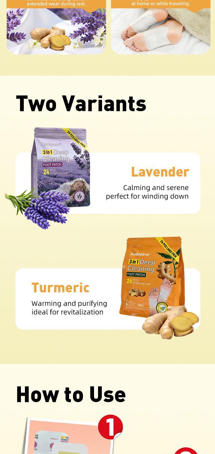 Lavender Detox Foot Pads for Sleep & Stress Relief 24 Patches Magnesium Glycinate Foot Care Therapy Natural Herbs