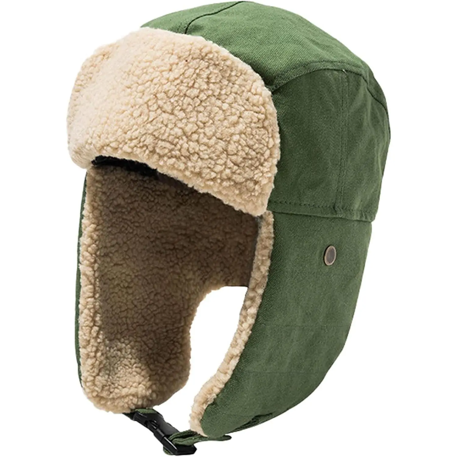 Unisex Cotton Blend Trapper Hat with Ear Flaps, Windproof Aviator Ski Cap, Buckle Closure Ushanka for Outdoor Sports (Gift)