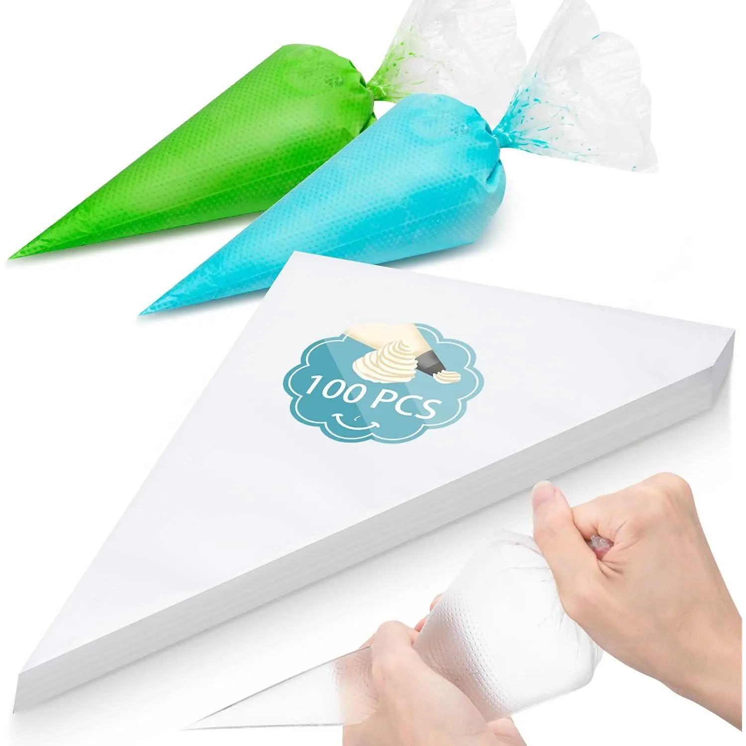 100 count Thick Disposable Icing Piping Bags, Professional Pastry Bags 12inch, Heavy Duty Anti Burst Cake Tipless Piping Bags for  Royal Cupcake Cream Frosting Cookie Decorating Baking Supplies