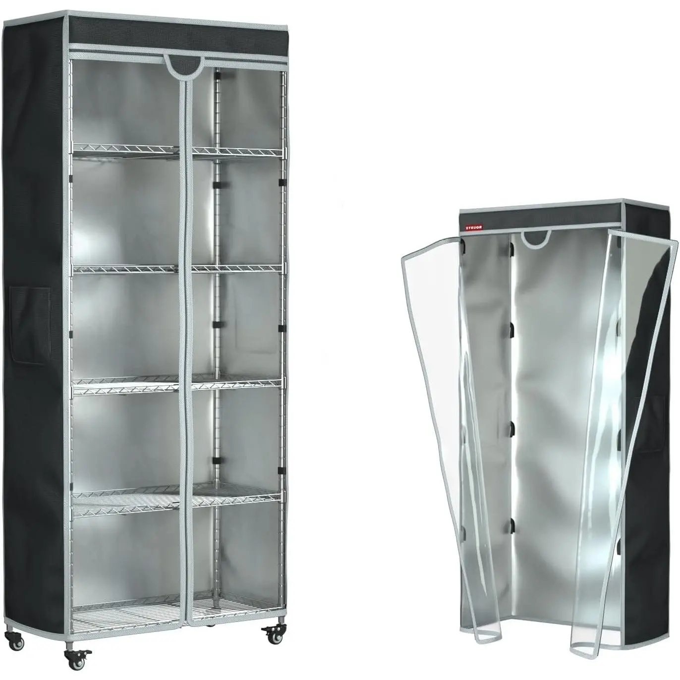 Shelving Cover for Shelf Rack, Fits 36"x18"x54" Storage Shelves |   Shelf Cover with Clear Front Window & T-Shaped Zipper Access for Shelving unit (No Shelves)