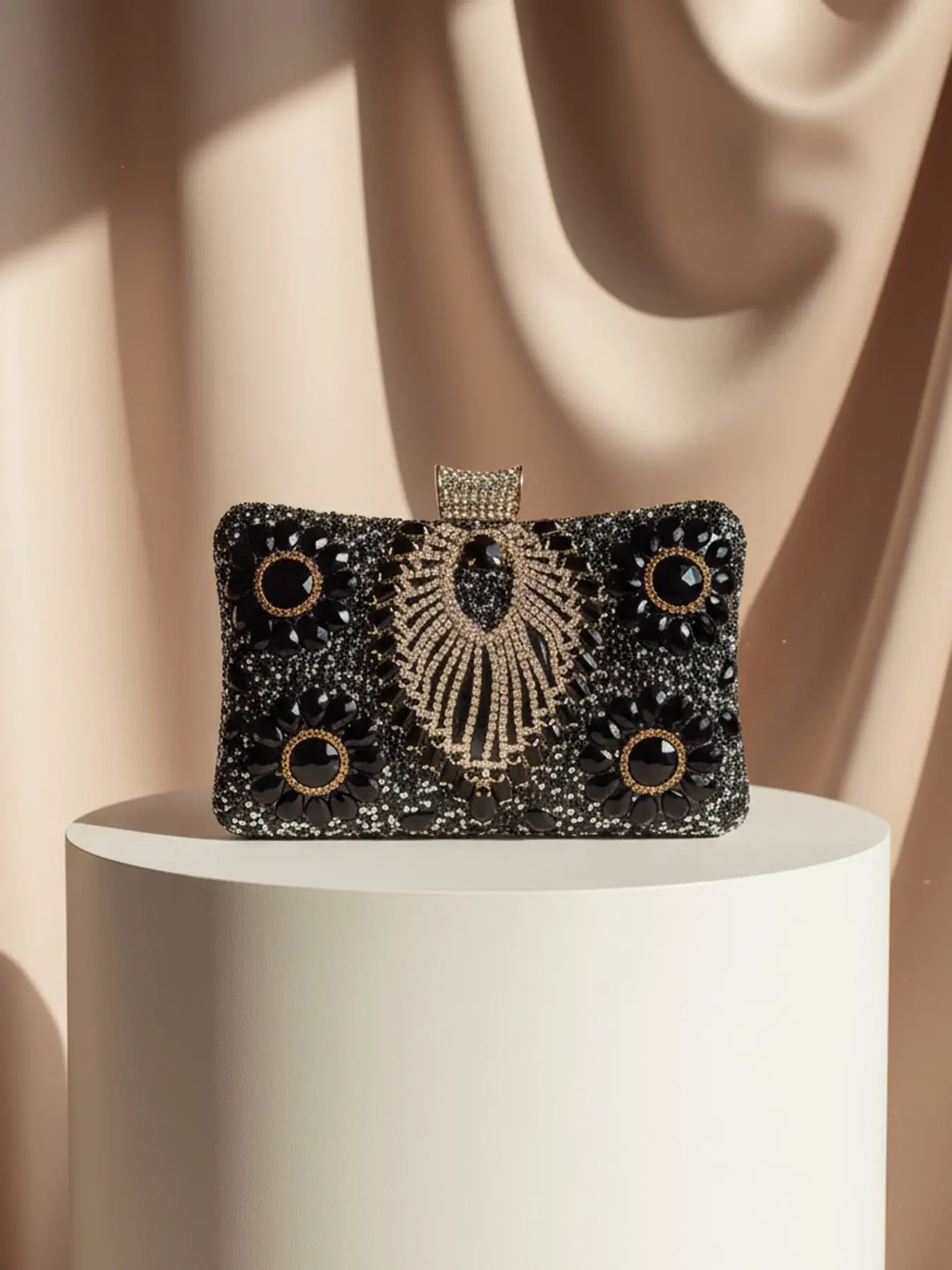 Elegant Vintage Floral Evening Clutch Purse for Women, Fashionable Rhinestone Handbag, Perfect for Weddings, Parties, Birthdays, Gifts