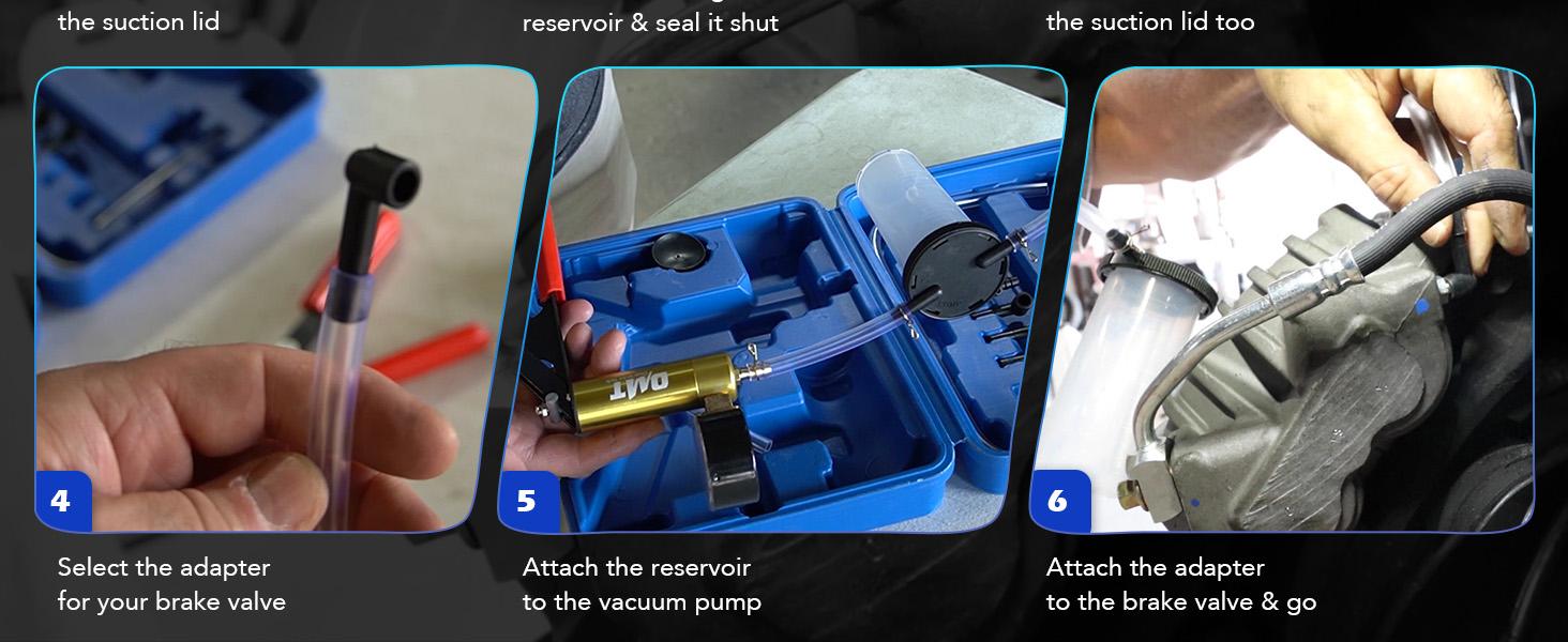 Orion Motor Tech Brake Bleeder Kit with Hand Vacuum Pump and Adapters, Brake Bleeding Kit for Brake Fluid Power Steering Fluid More, Vacuum Brake Bleeder Pump with Pressure Gauge Gray/Black/Blue, Car Diagnostic Tools, Limited Time Deal