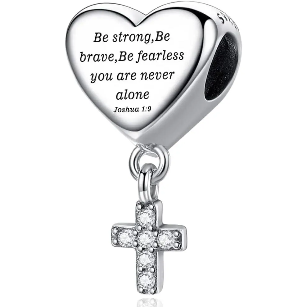 Scripture-Engraved Nickel-Free Christian Faith Single Charm for Pandora Charms Bracelet, 12x20mm with Bail Hole, Mother's Day Gift for Women