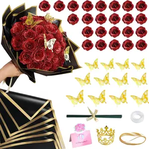 DIY Glitter Rose Bouquet, 24-Piece Artificial Flower Arrangement, Sparkling Realistic Eternal Flowers, Perfect for Graduation, Wedding, Anniversary, Birthday Gifts