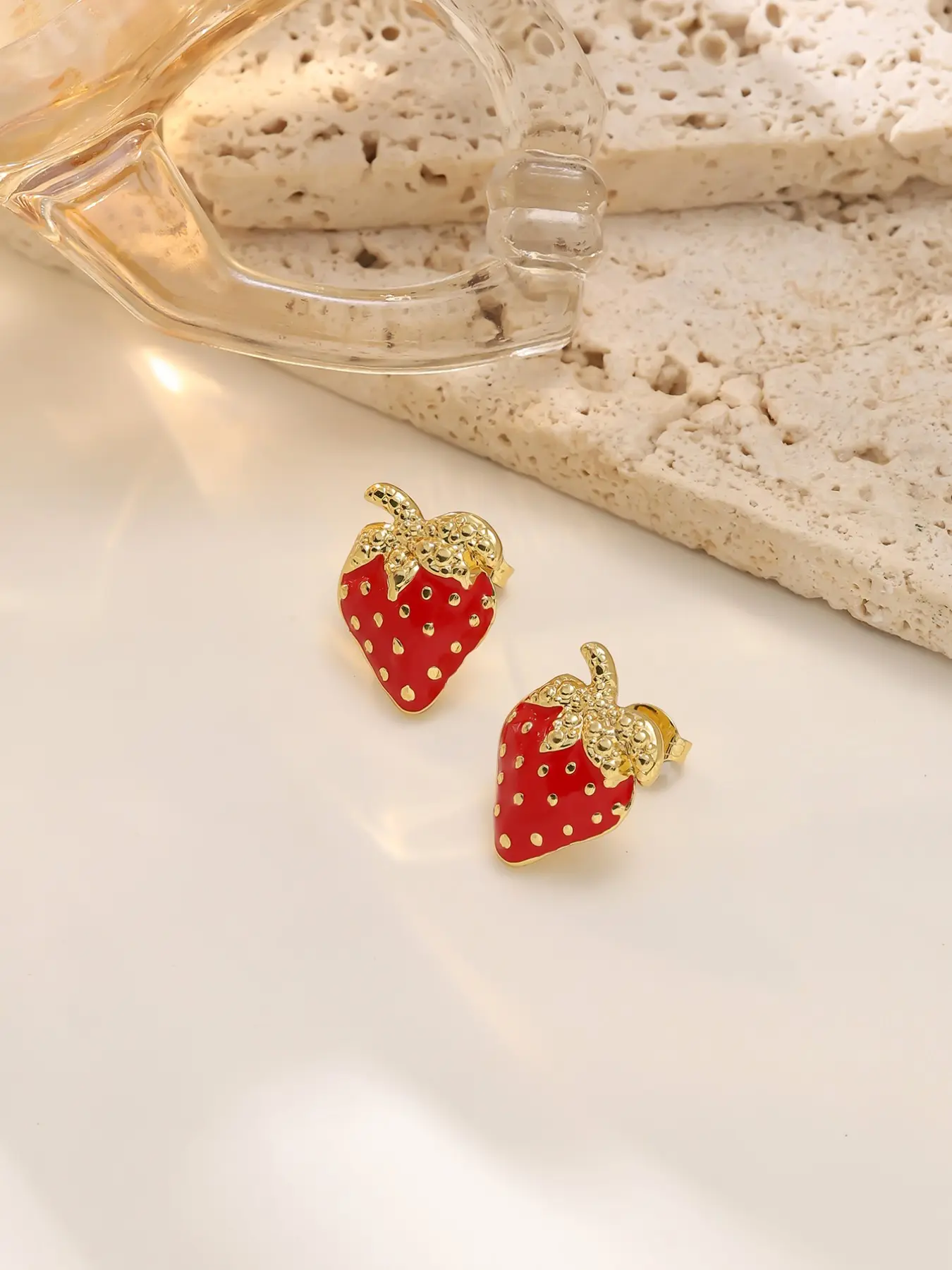 Vintage Cute Strawberry Design Earrings, Elegant Jewelry Accessories, Perfect for Daily Wear, Unique Gift Idea, Fashionable Jewelry