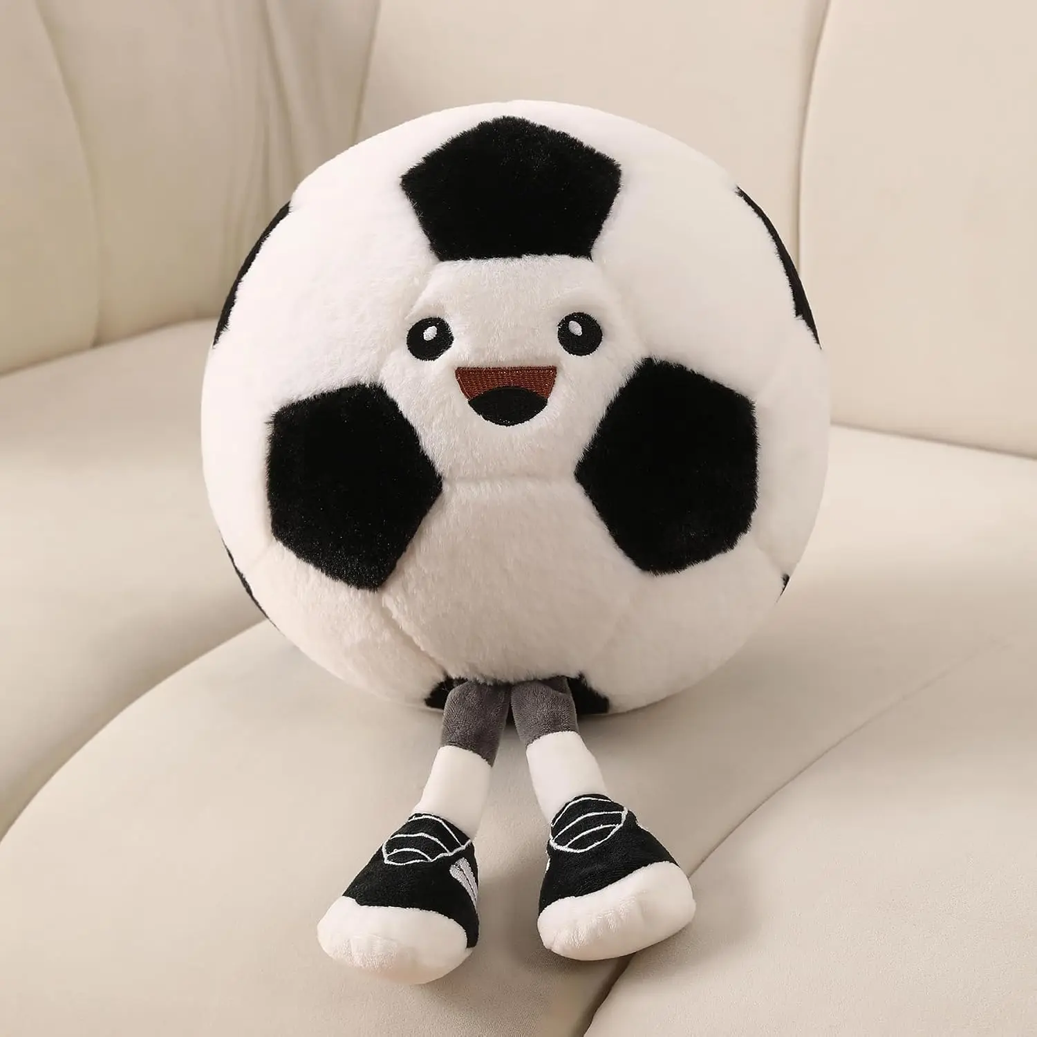Funny Soccer Ball Pillow Plush with Legs - Cute Stuffed Animal Plush Toy for Boys Girls, Soccer Throw Pillow for Room Decor, Couch, Bed or Birthday Gift for Soccer Enthusiasts (Soccer 11 Inch)