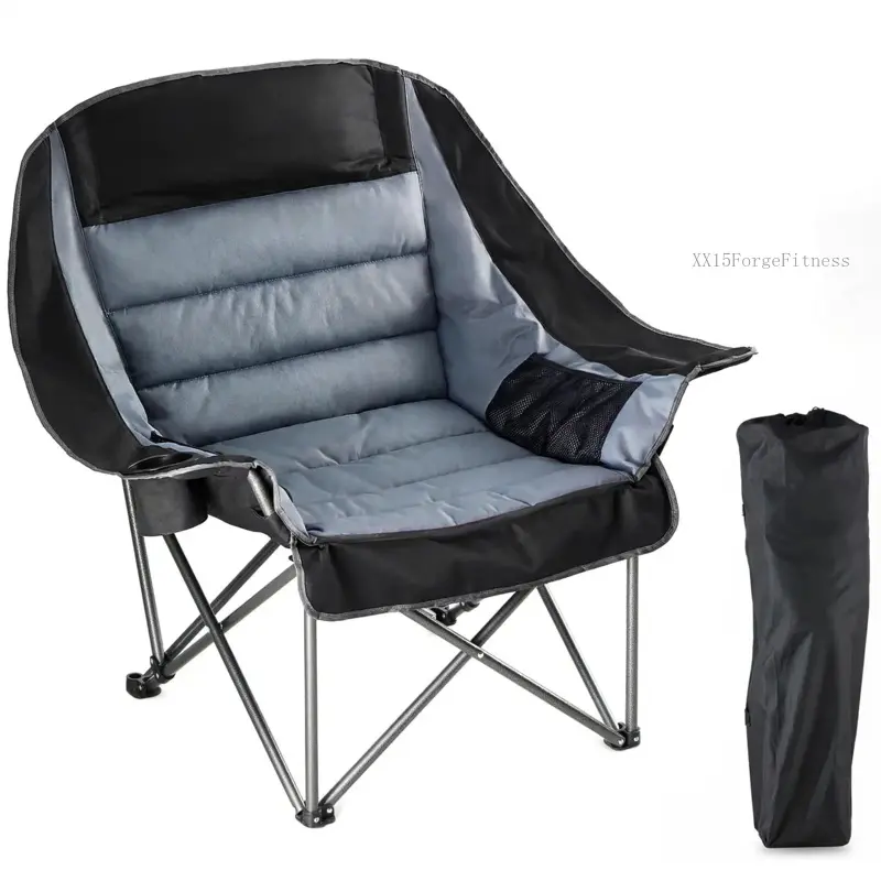Heavy Duty Camping Chair 440lbs Capacity – Portable Folding Chair with Side Pocket & Cup Holder – Outdoor Adult Chair for Fishing, Sports & Travel – Includes Carry BagXX15ForgeFitness