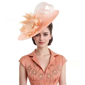 New vintage linen floral top hat for balls, banquets, horse races, performance exaggerated Woman top Fascinator hats, headwear