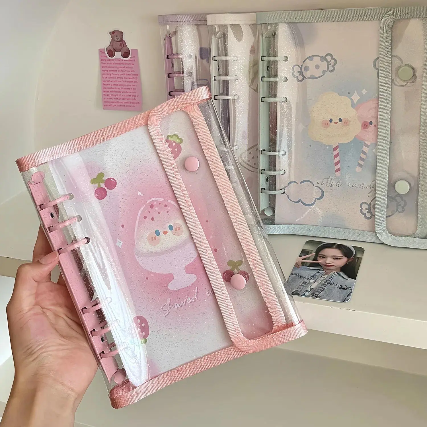 A6 Kpop Collectibles Binder - Transparent Insert Cover Photocard Holder, Idol Scrapbook Journal Notebook (Home Decor Photo Album)