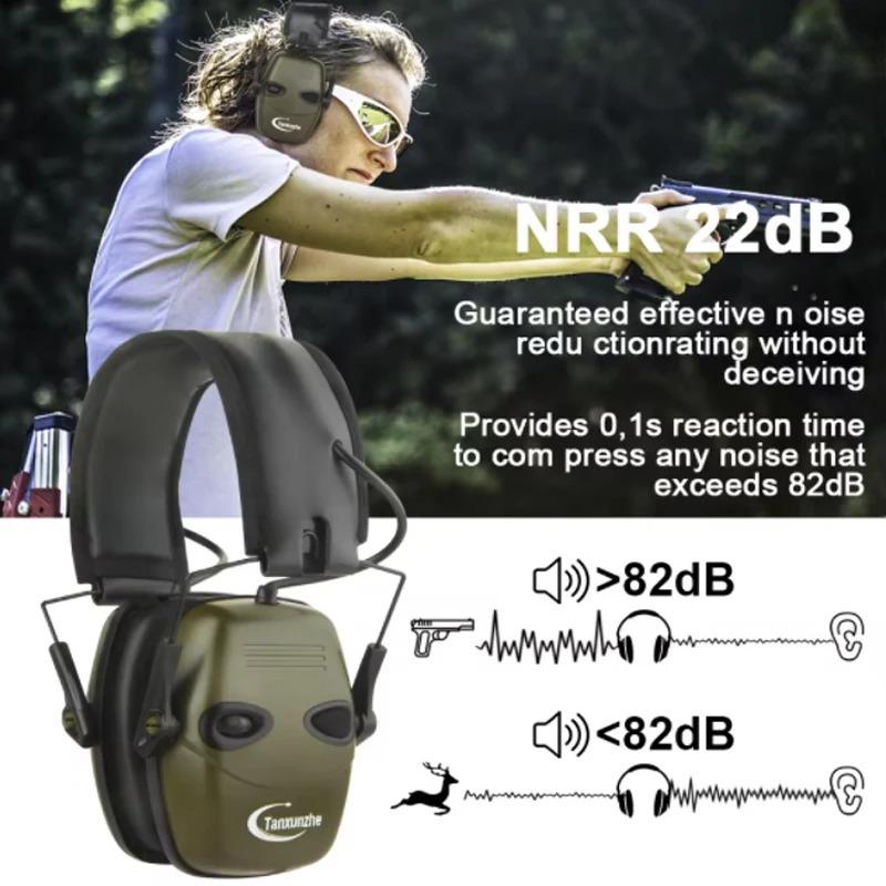 Professional noise-reducing shooting CS tactical earmuffs, outdoor sound-isolating earmuffs, head-mounted tactical noise-reducing and sound-enhancing ear protection, suitable for competitions, hunting, and specialized electronic noise-reducing earmuffs
