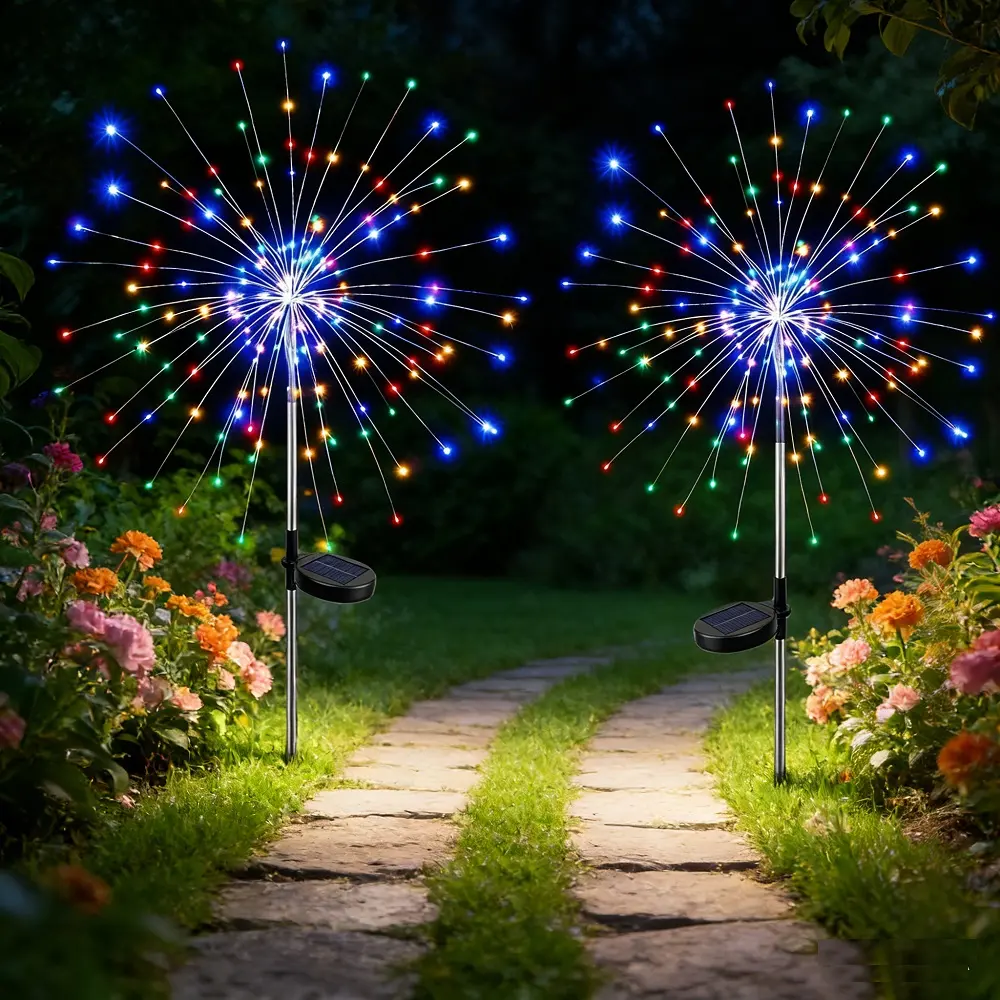 2 Pack Solar Garden Lights Outdoor 8 Modes, 150 LED Firework Lights Solar Powered, Waterproof Twinkle Fairy Light Outside for Yard Pathway Lawn Pool Patio Christmas Decorative
