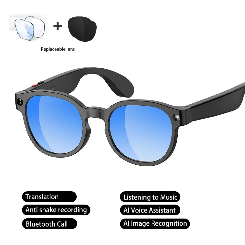 Smart Ai Camera Glasses with 1080P HD, Multi-Language Translation, Bluetooth-compatible, Rechargeable Battery, Unisex Design for Daily Use