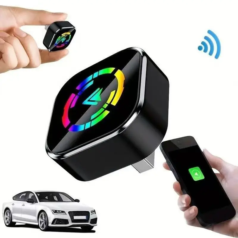 2026 Wireless Carplay Adapter for iPhone/android, Fast Connection, No Delay, Hands-Free Call, Bluetooth-compatible, Metal Enclosure, Digital Signal/network, Carplay Streaming Adapter