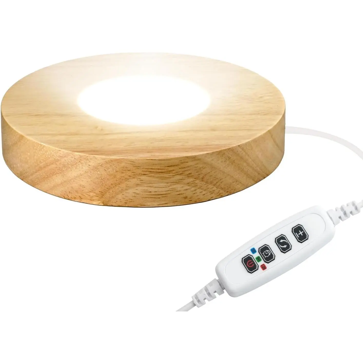 Wood LED Light Base for Crystal Glass Art,Auto Timer | 4.7 inch,10-Level Dimming,3 Light Mode