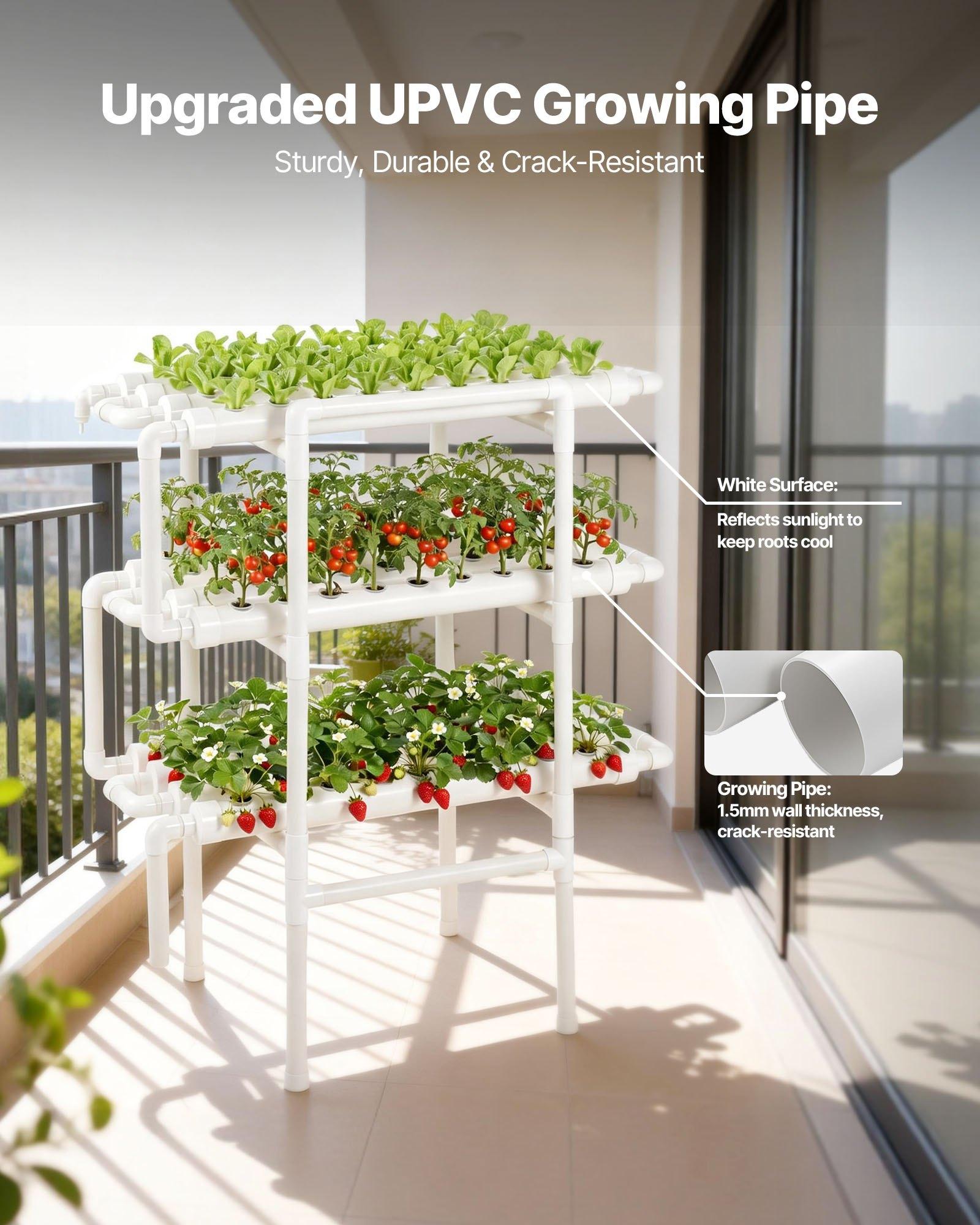 VEVOR Hydroponics Growing System Kit, 3-Tier 108 Sites UPVC Pipe Hydroponic Grow Kit with Timed Irrigation, Thickened Hydroponic Pipes, Indoor Home Garden Vegetable Planting Grow Kits for Fruit Herb VEVOR Hydroponics Growing System Kit, 3-Tier 108 Sites UPVC Pipe Hydroponic Grow Kit with Timed Irrigation, Thickened Hydroponic Pipes, Indoor Home Garden Vegetable Planting Grow Kits for Fruit Herb