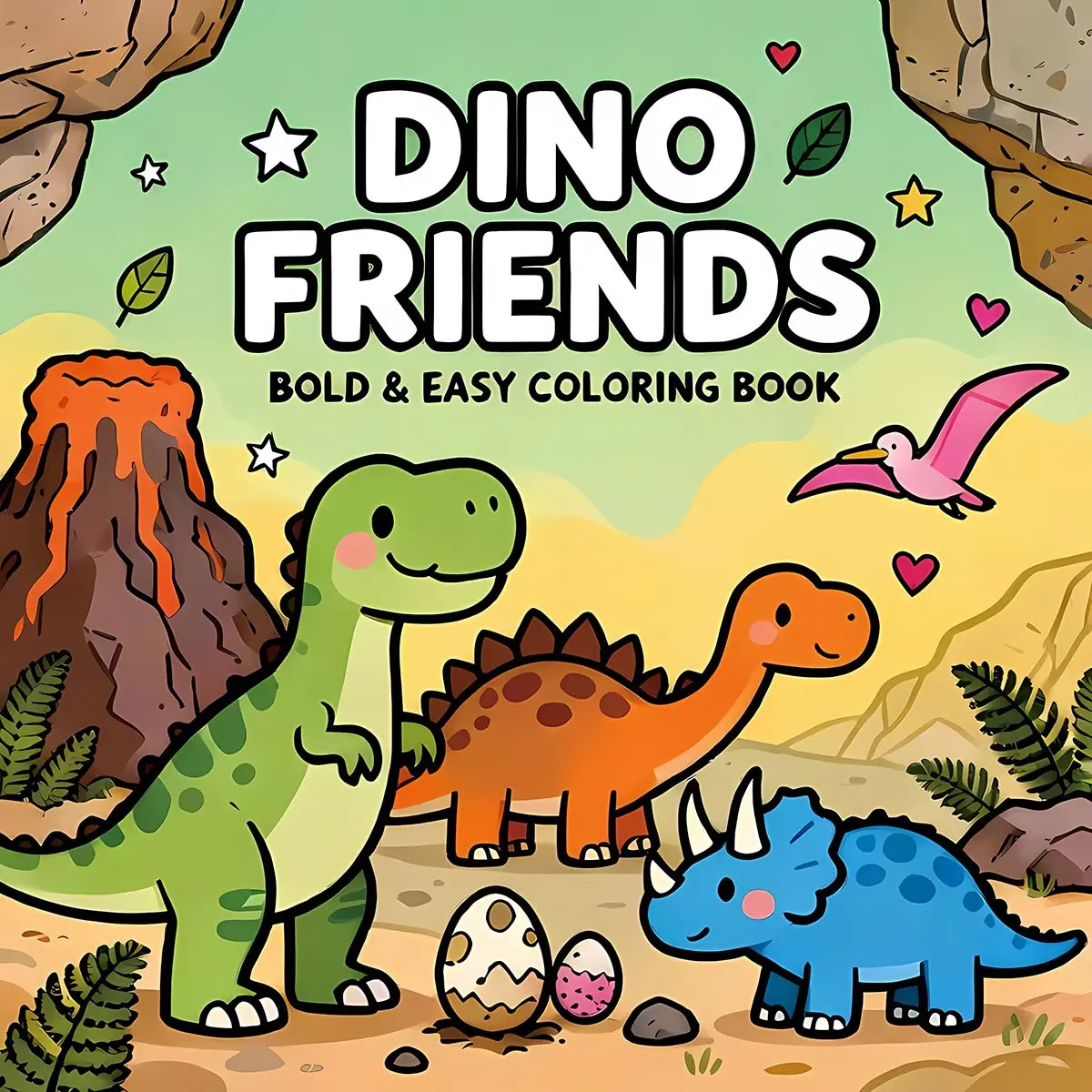 Dinosaur Coloring Book, Easy Coloring Book 24 Pages Educational Activities, 200mm X 200mm, Fun Dinosaur Theme Learning, Perfect for Kids