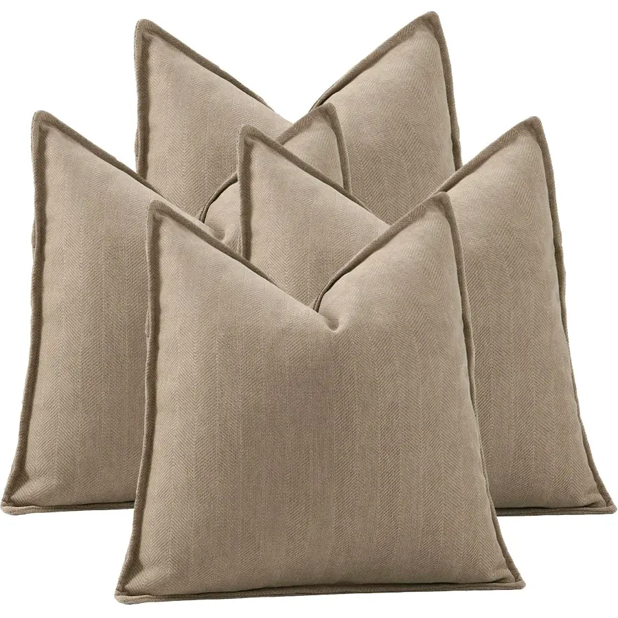 4PCS Textured Chenille Throw Pillow Covers 18 x 18 Inch, Multi-Color, Soft Boho Neutral Couch Throw Pillow, Elegant Design, All-Season, Machine Washable, Solid Accent Pillowcase for Couch Sofa Bed Living Room Bedroom Home Decor (Without pillow insert)