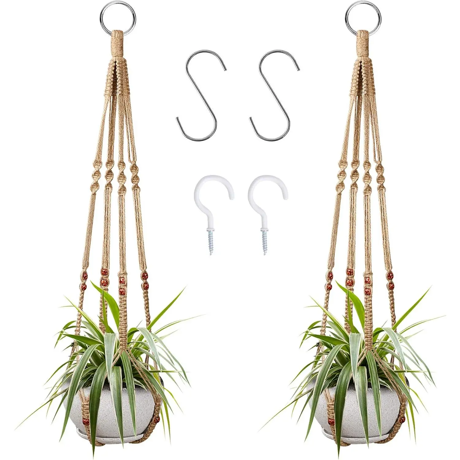 2 count  Hangers   Holder for Indoor Outdoor Decor Macrame  Planter Basket with 4 Hooks(35 Inch)