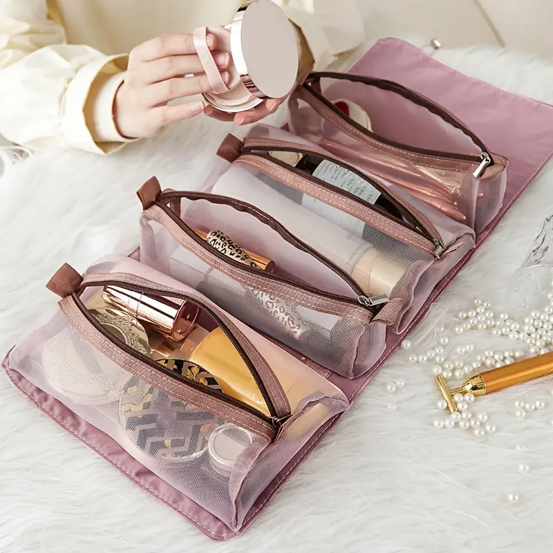 Ladies cosmetic bag travel storage box, mesh cosmetic case, makeup brush, lipstick storage, beauty tool bag, beauty supplies finishing box.