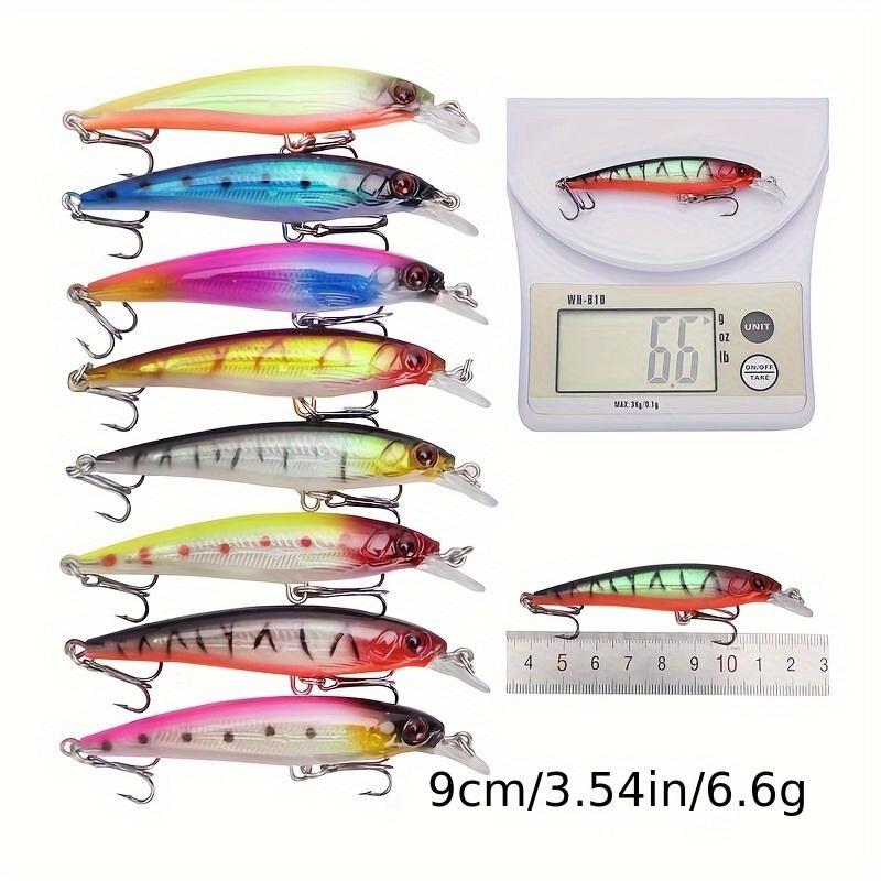 Artificial Fishing Lure, 43pcs/set Mixed Color Fishing Lure Kit with Treble Hook, Fake Fishing Bait, Outdoor Fishing Accessories