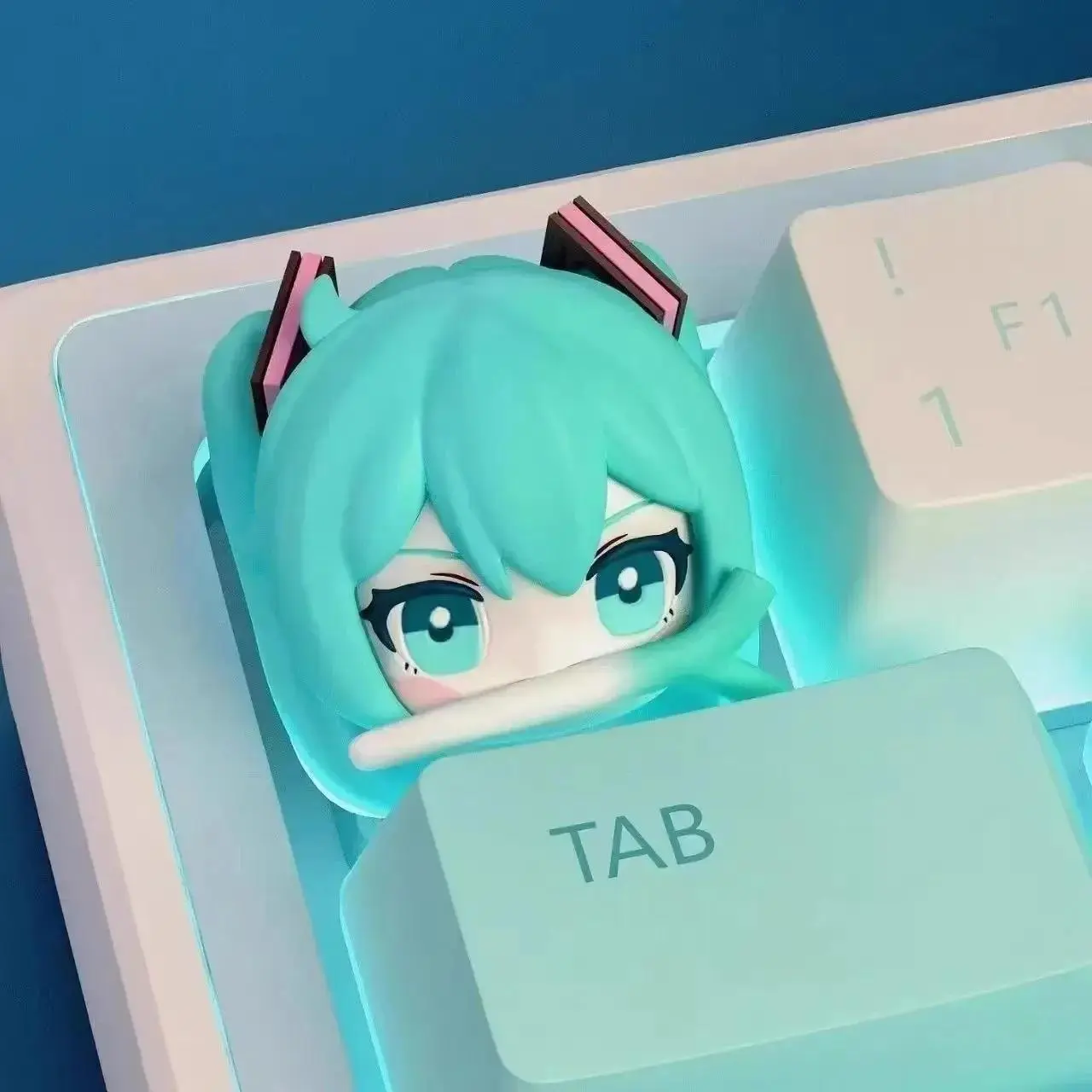 Cute Hatsune Miku DIY Keycaps Anime Personality Cross Axis PBT Mechanical Keyboard Keycap Cartoon Resin Keycaps Decoration Gifts