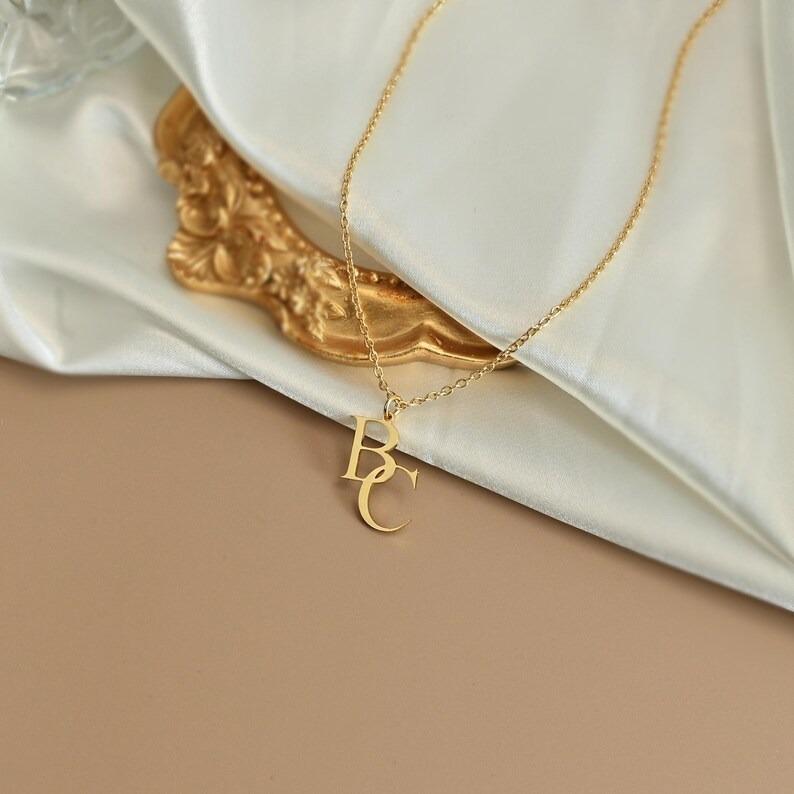 Customized Two Initials Necklace Stainless Steel Personalized Necklace Gift for Men and Women Couples