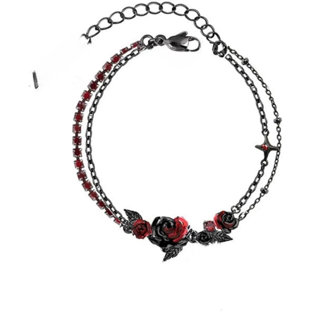 Women's Modern Gothic Synthetic Chain Bangle, Personalized Spliced Roses Black Rose Fashion Female Accessory MO47, Chain Jewelry Bracelets & Bangles, Halloween Party, Gothic Look