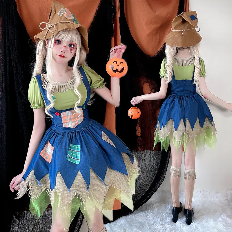 Halloween Adult Outfits Witch Dress Scarecrow Clown Costume For Cosplay Masquerade Party Events