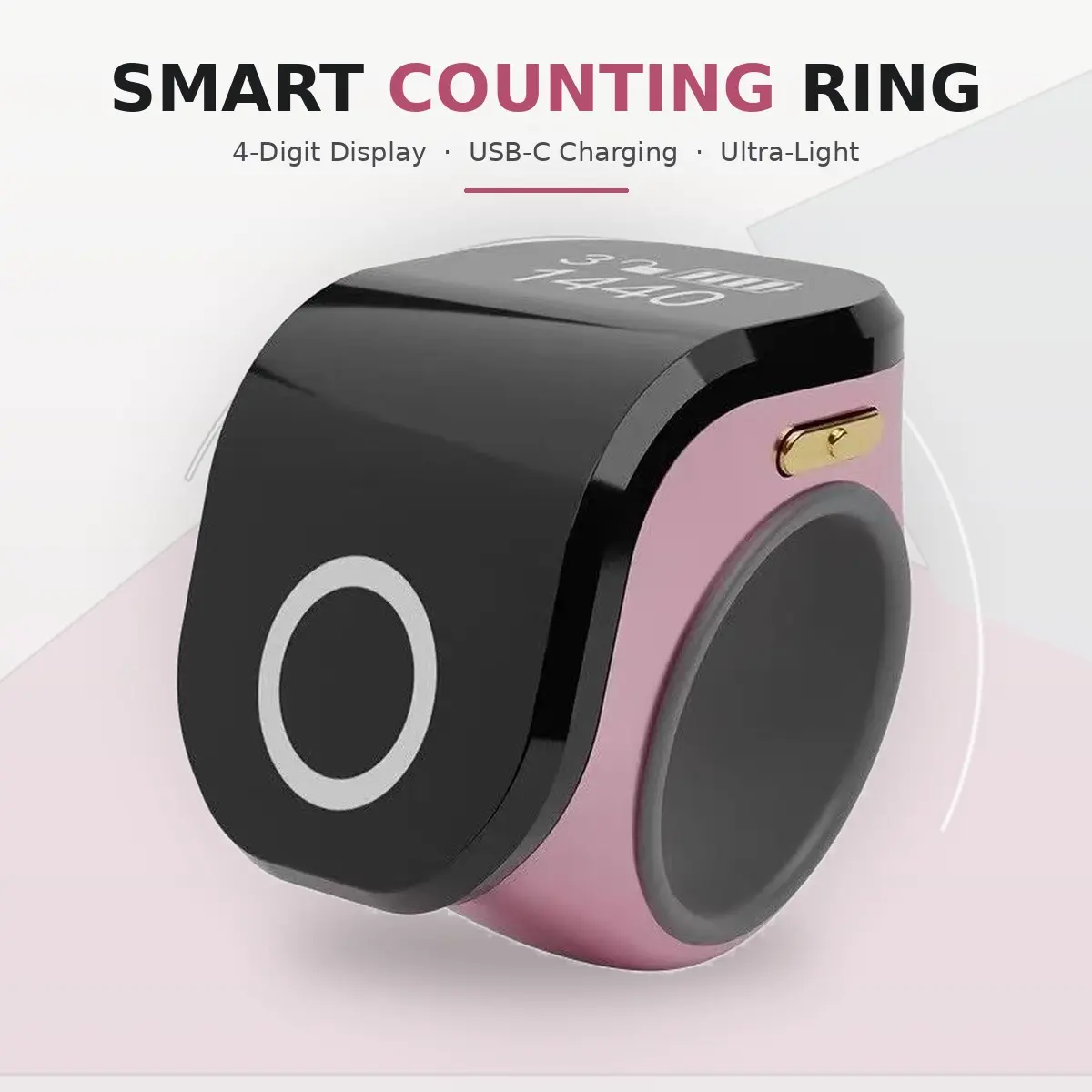 Smart Digital Counting Ring, Touch Button Precision Count, USB-C Charging Lasts 30 Days, 999 Counts Memory, Ideal for Prayer/fitness/meditation