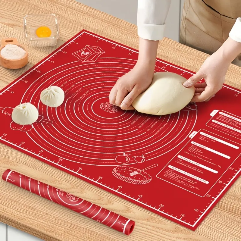 1 Non-stick Silicone Baking Mat Large 23.62x18.3in Small 15.74x11.61in Non-slip Easy Clean Pizza Cake Baking Mat for Home Bakers Cooking Enthusiasts Christmas Easter Gift
