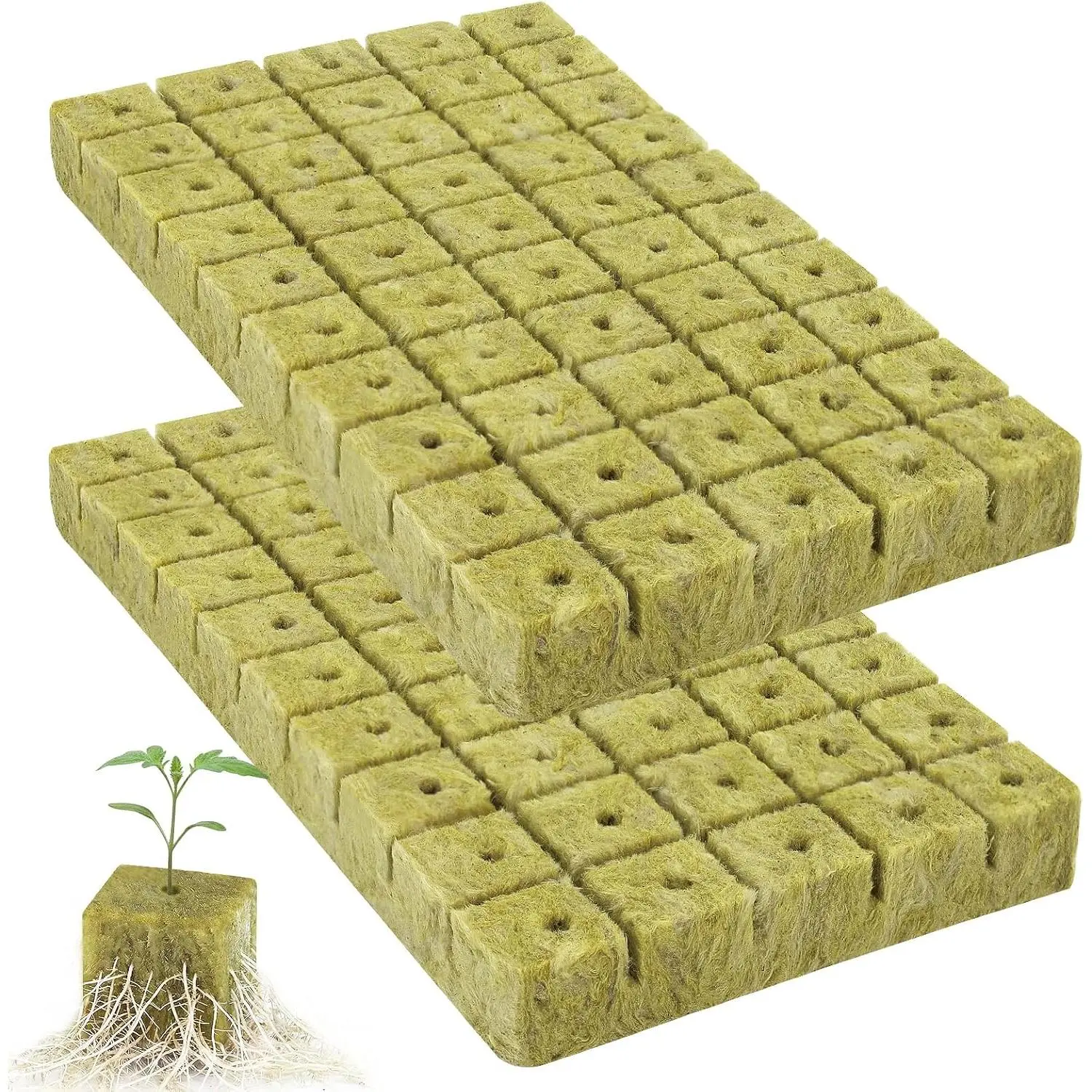 Rockwool Cubes 1 Inch – 100 Pack  Rock  Planting Cubes for Hydroponics, Seed Starting, Cloning & Cuttings, Grow Cubes for Soilless Gardening, Aeroponics & Tower Gardens