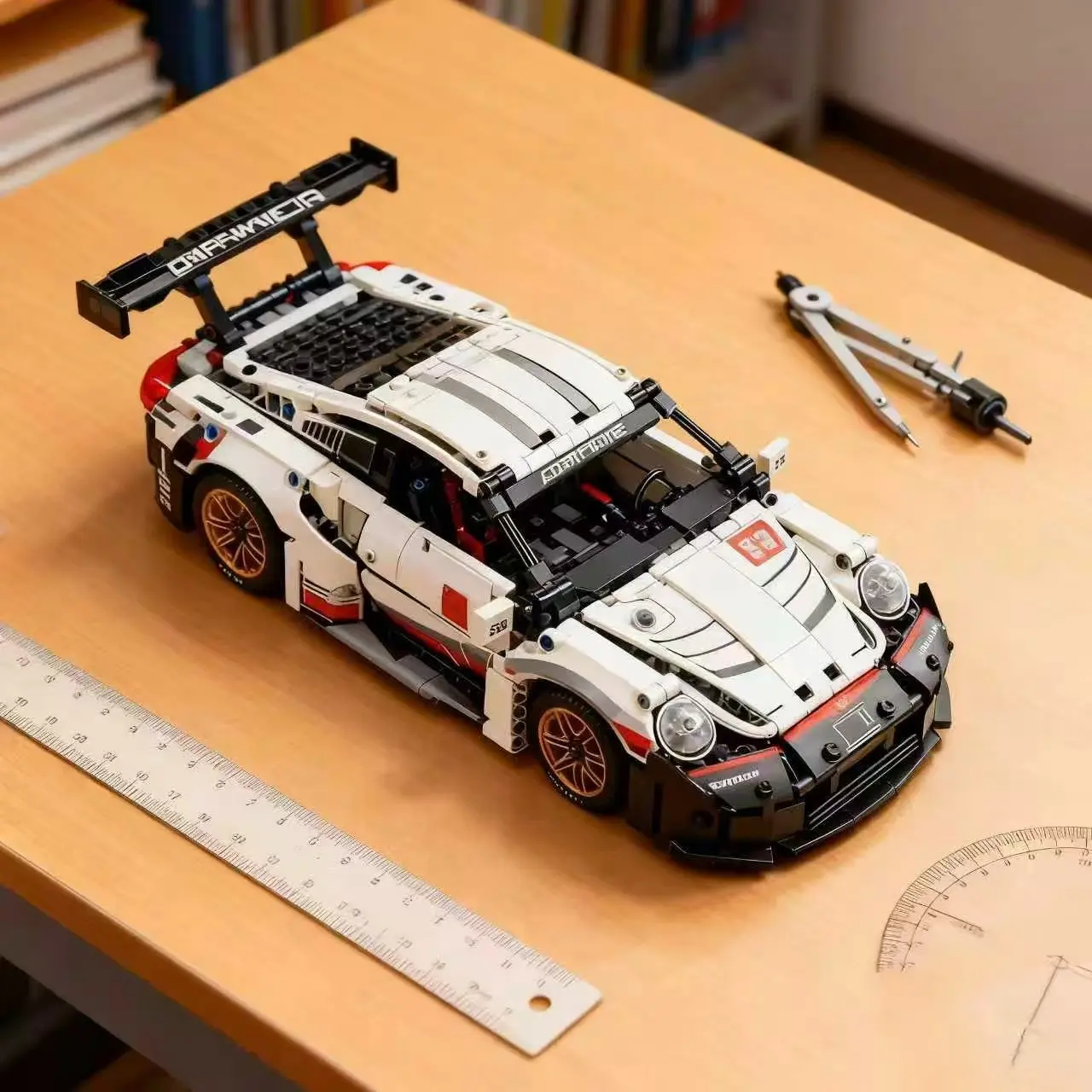 Remote Control Sports Car Building Blocks Model Set, Dynamic Wing, Shock Absorber, Openable Engine Hood, Ideal Gift for Adults and Teens