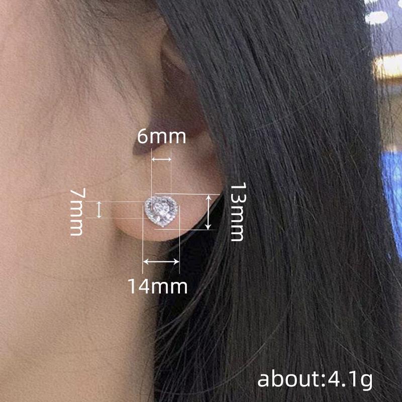 Luxury Heart Shape Full Zircon Stud Earrings for Women | 18K Gold Plated Sparkling CZ Halo Earrings | Sweet & Versatile Daily Wear Jewelry