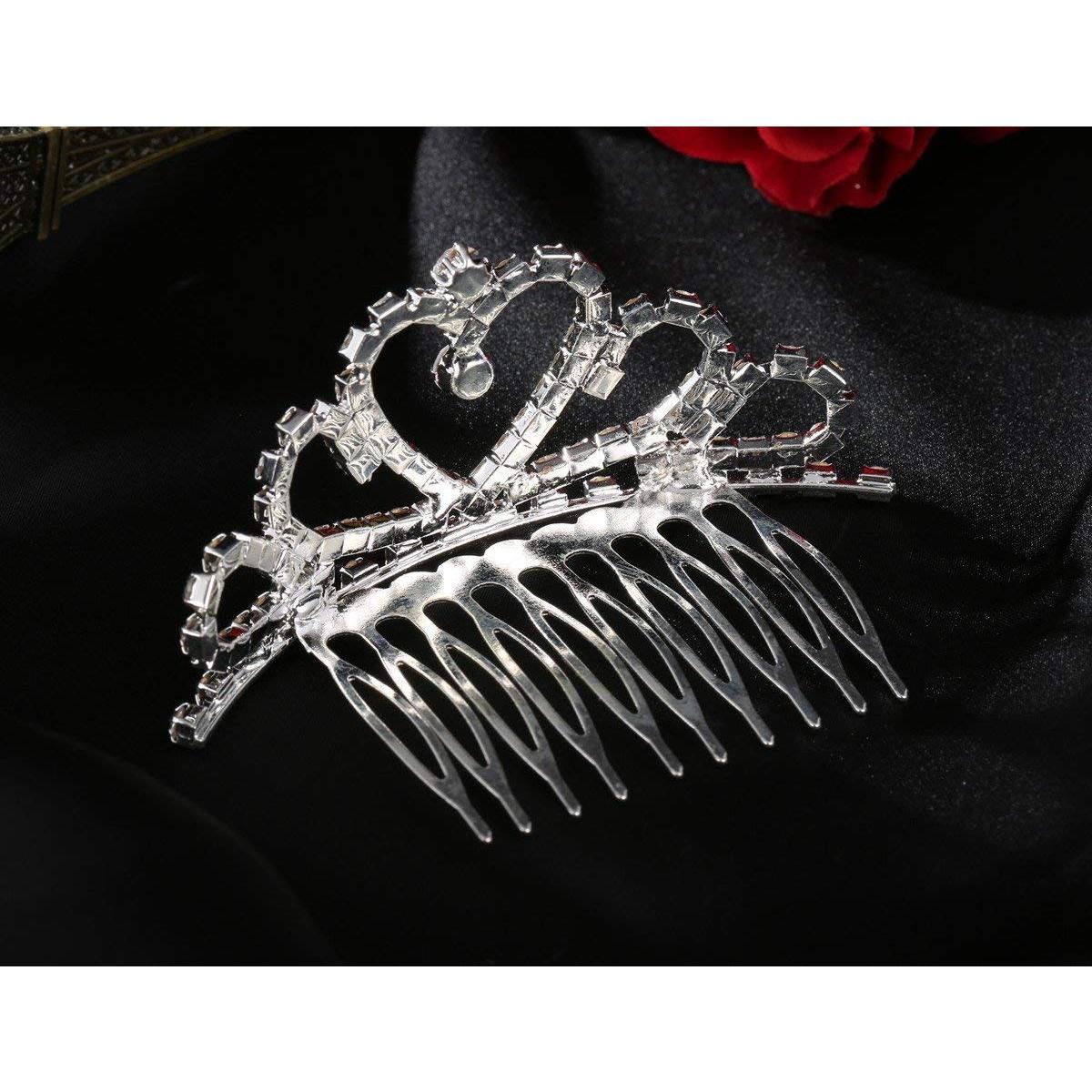 Mini Heart Rhinestone Tiara for Wedding Bride Prom Birthday Pegeant Prinecess Party-1 Pack