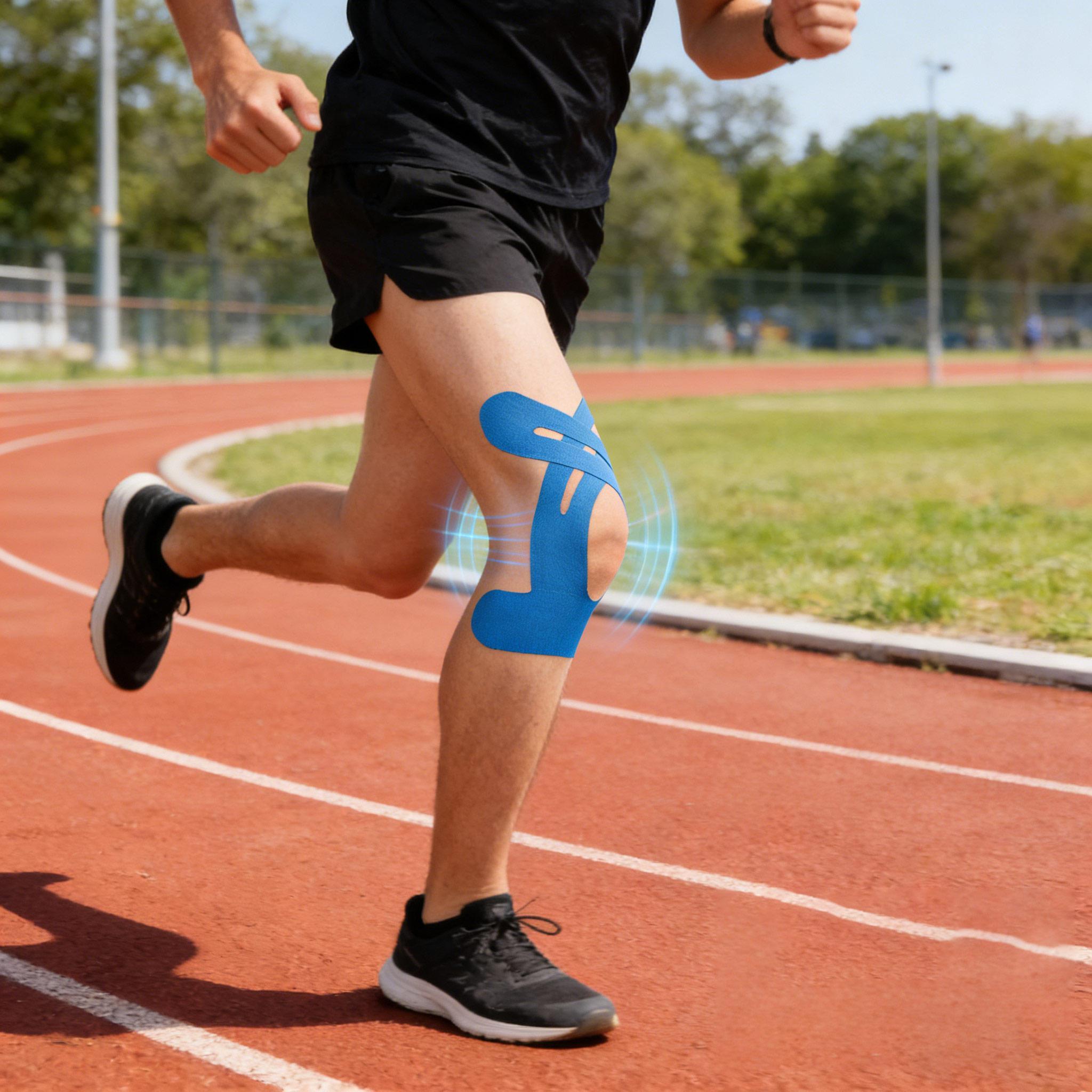 High Performance Knee Support Kit with Kinesiology Tape & Muscle Patches, Skin-Friendly Comfortable Brace for Running & Fitness