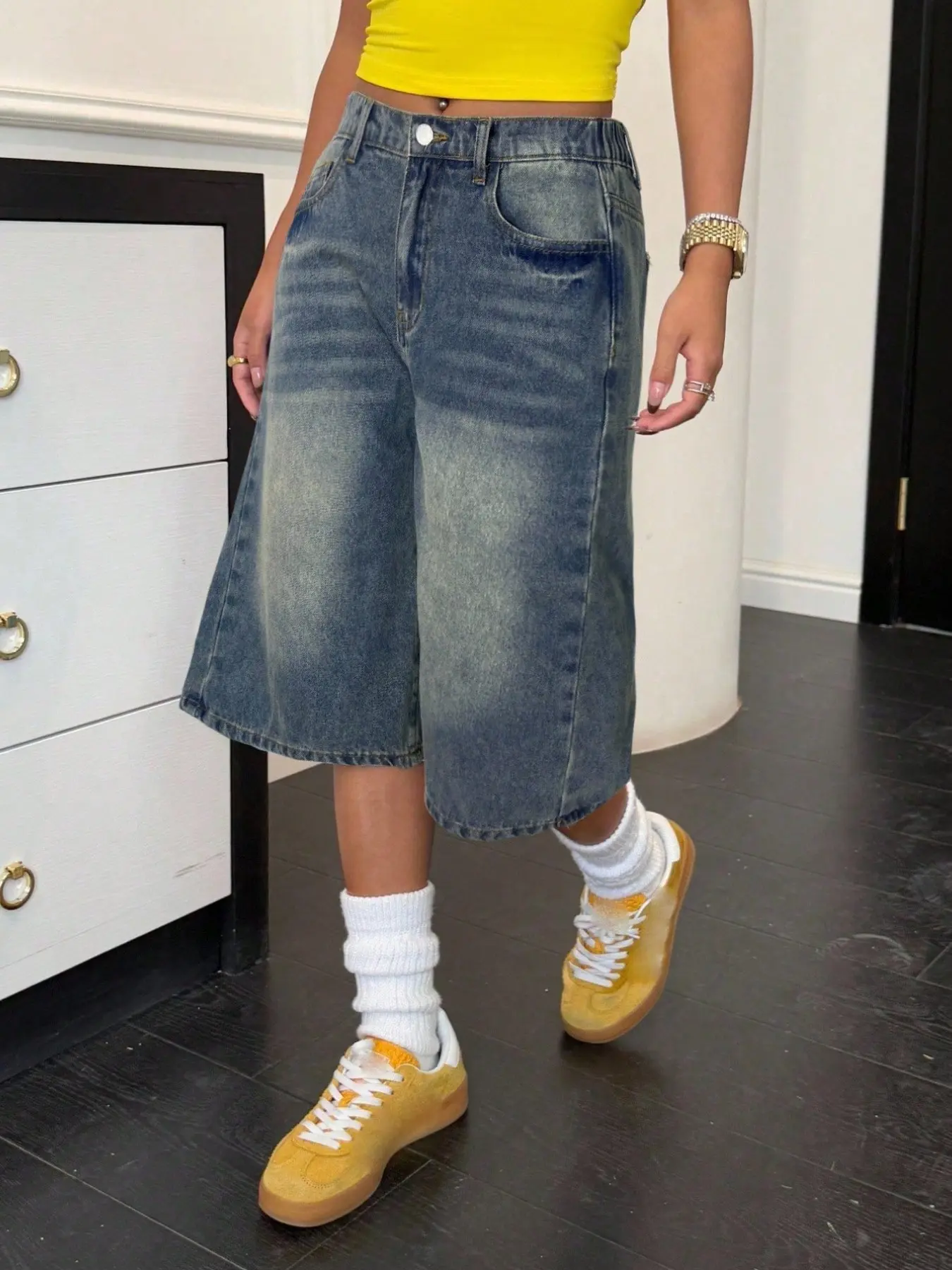 Y2K Retro Light Wash Denim Bottom Shorts for Teen Girls, High Waist Slim Fit, Casual Boho Bohemian Style, Everyday, Ideal for Summer, School, Campus