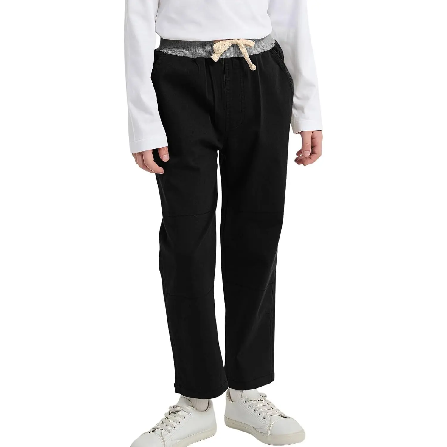 Boys' School Uniform Stretch Jogger Pants with Pockets, Drawstring Pull-On for Toddler & Kids (2-12 Years)(Gift)