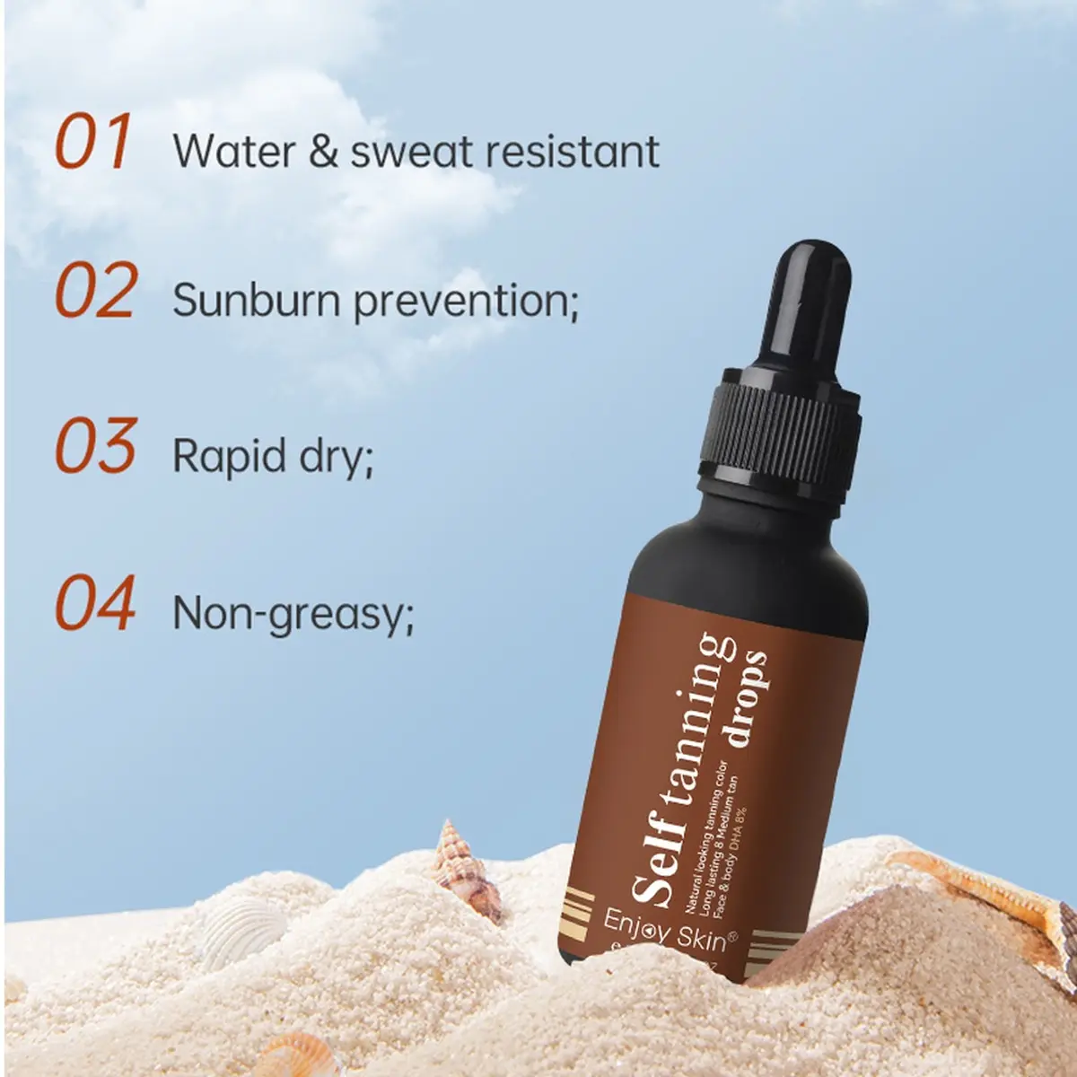 Organic Self Tanning Essence Drops 30ml Light Glow Self Tanning Serum Long Lasting Natural Looking Tan For Face Body Streak Free Buildable Tan Drops For Effortless Sunless Tanning