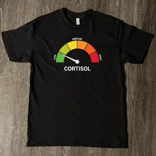 Cortisol Level Dashboard Fun Stress T-Shirt, Medical School Graduation Gift, Science Humor Short Sleeve, Unisex Medical Worker Casual Top