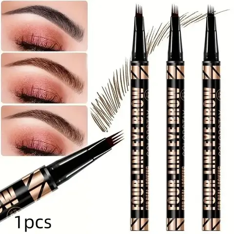 4-Tip Microblading Eyebrow Pen, Long-Lasting and Durable Brow Makeup Products for Daily Use, Smooth Application, Quick-Drying Formula, Party Gift, Holiday Gift for Women