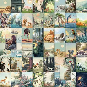 Vintage Nature Scene Illustrations Sticker, 50pcs/set Creative Landscape Decorative Sticker, DIY Decals for Water Bottle, Laptop, Phone Case, Scrapbooking, Journal Making