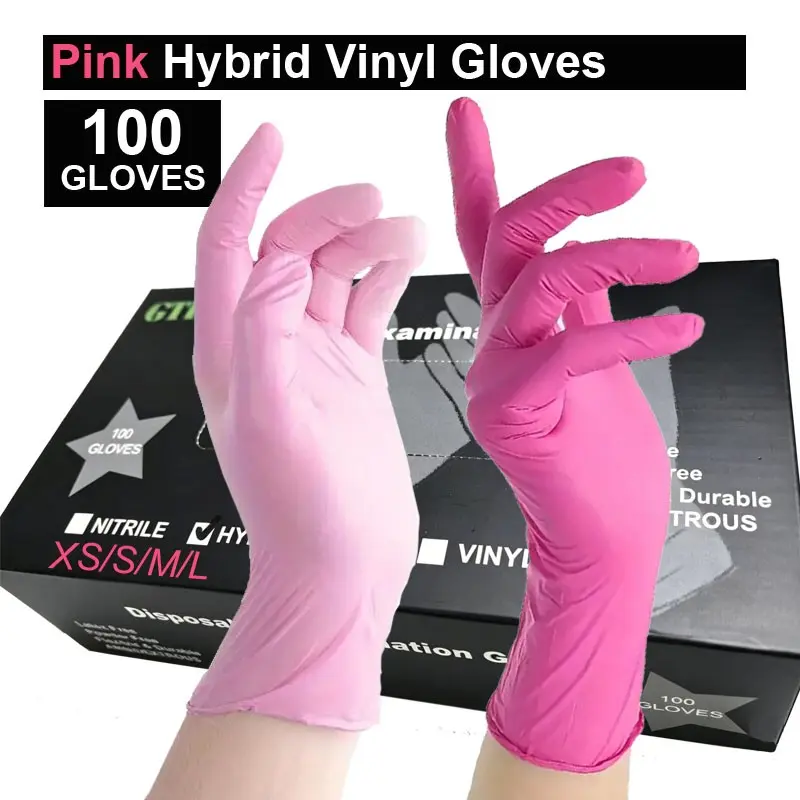 Women's Hybrid Vinyl Disposable Household Cleaning Gloves, Powder-Free/latex-Free, Ideal for Home Cleaning, Beauty Makeup, Hair Styling, Art Painting