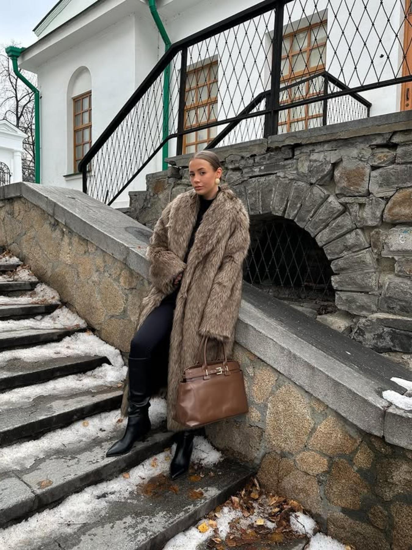 Women's Solid Color Open Faux Fur Coat, Loose Fit Jacket, Elegant Long Sleeve Waterfall Collar Outerwear for Fall & Winter, Women's Clothing for Daily Wear, Clothing for Women